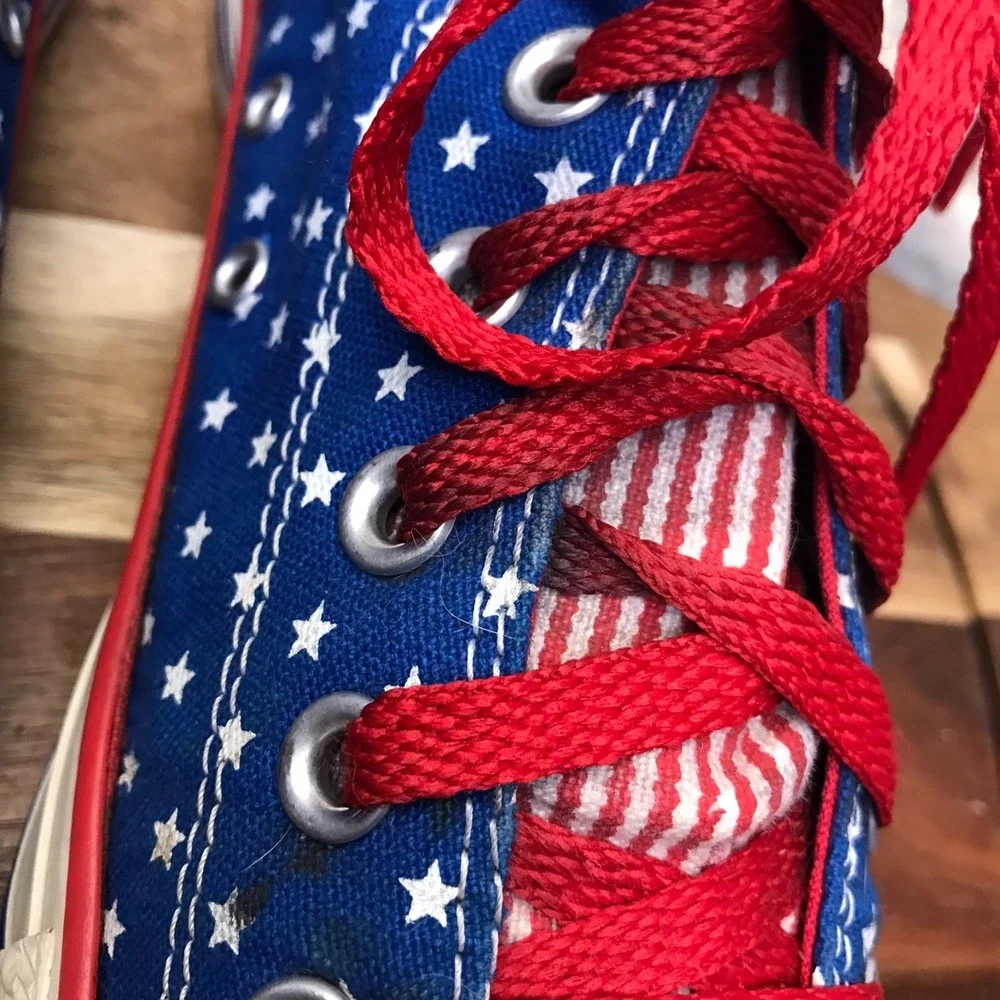 Converse Chuck Taylor All Star High Top Sneakers M 8 W 10 American Flag July 4th